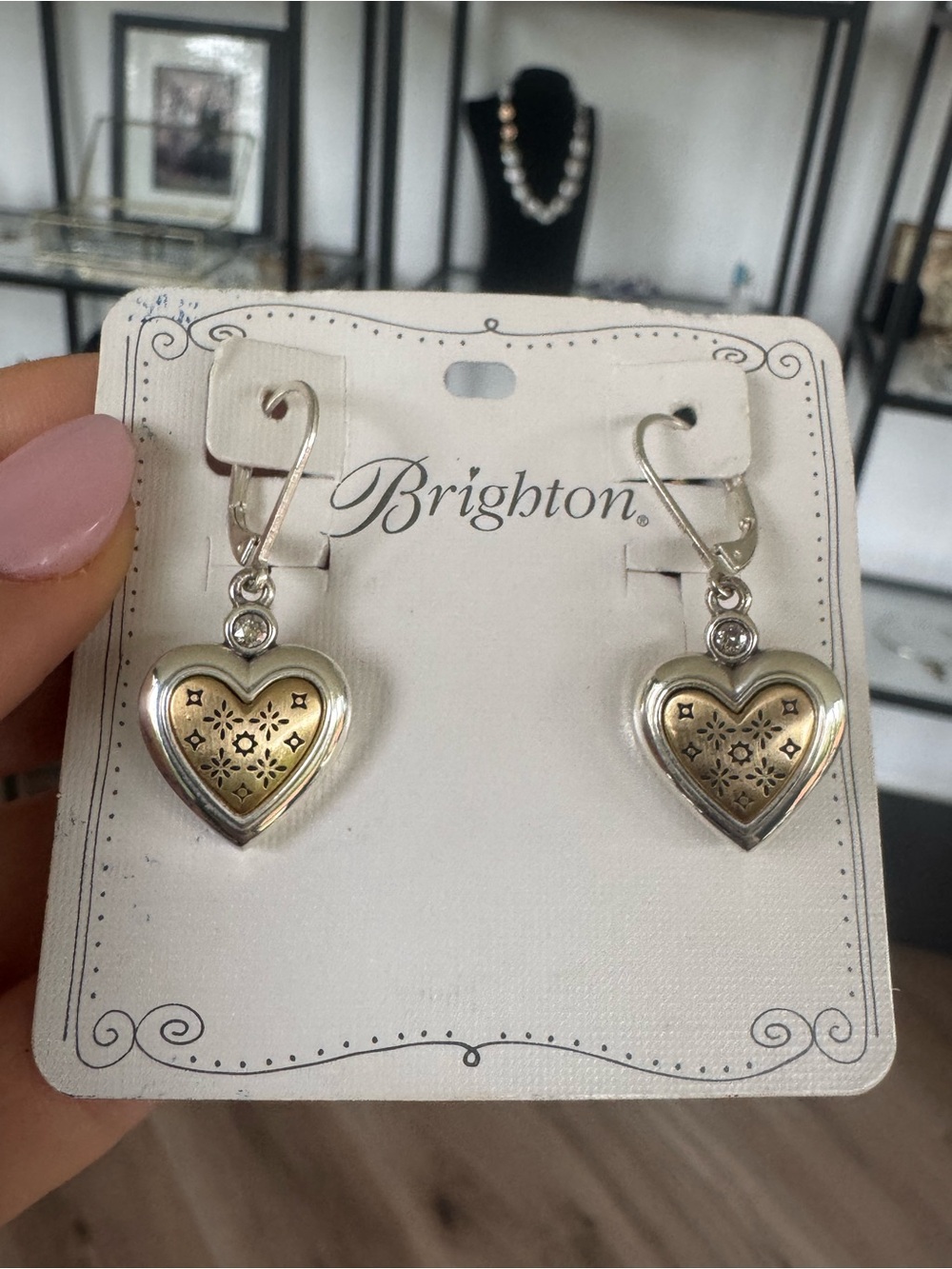 Brighton Two-Tone Heart Dangle Earrings โ Gold & Silver Accents NWT